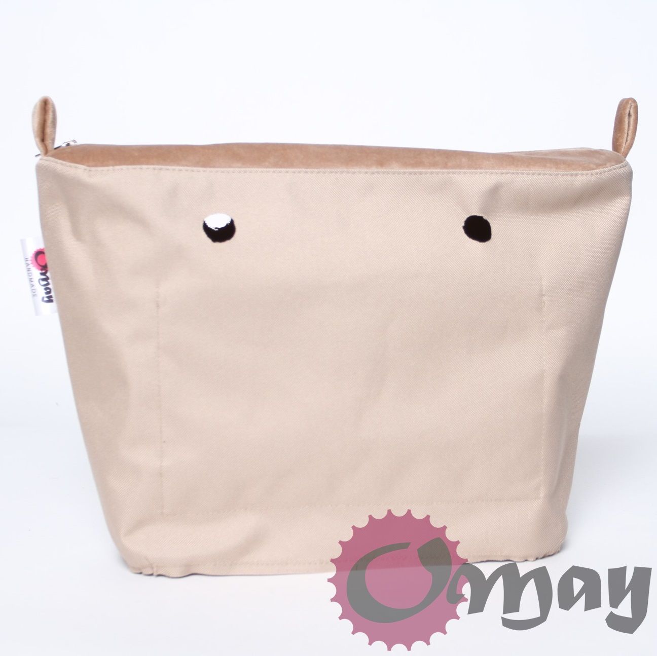 organizer OBAG MINI piaskowy welur biszkopt velvet 2 kieszenie OMAY