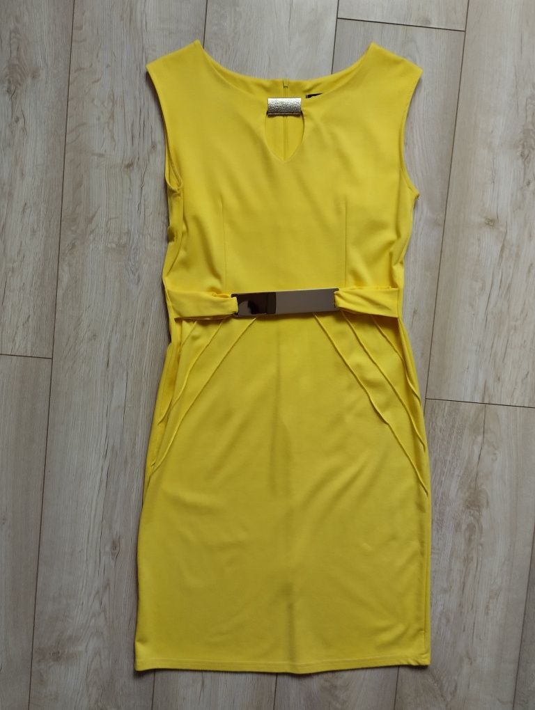 Piękna sukienka ołówkowa żółta M 38 (metka 40)