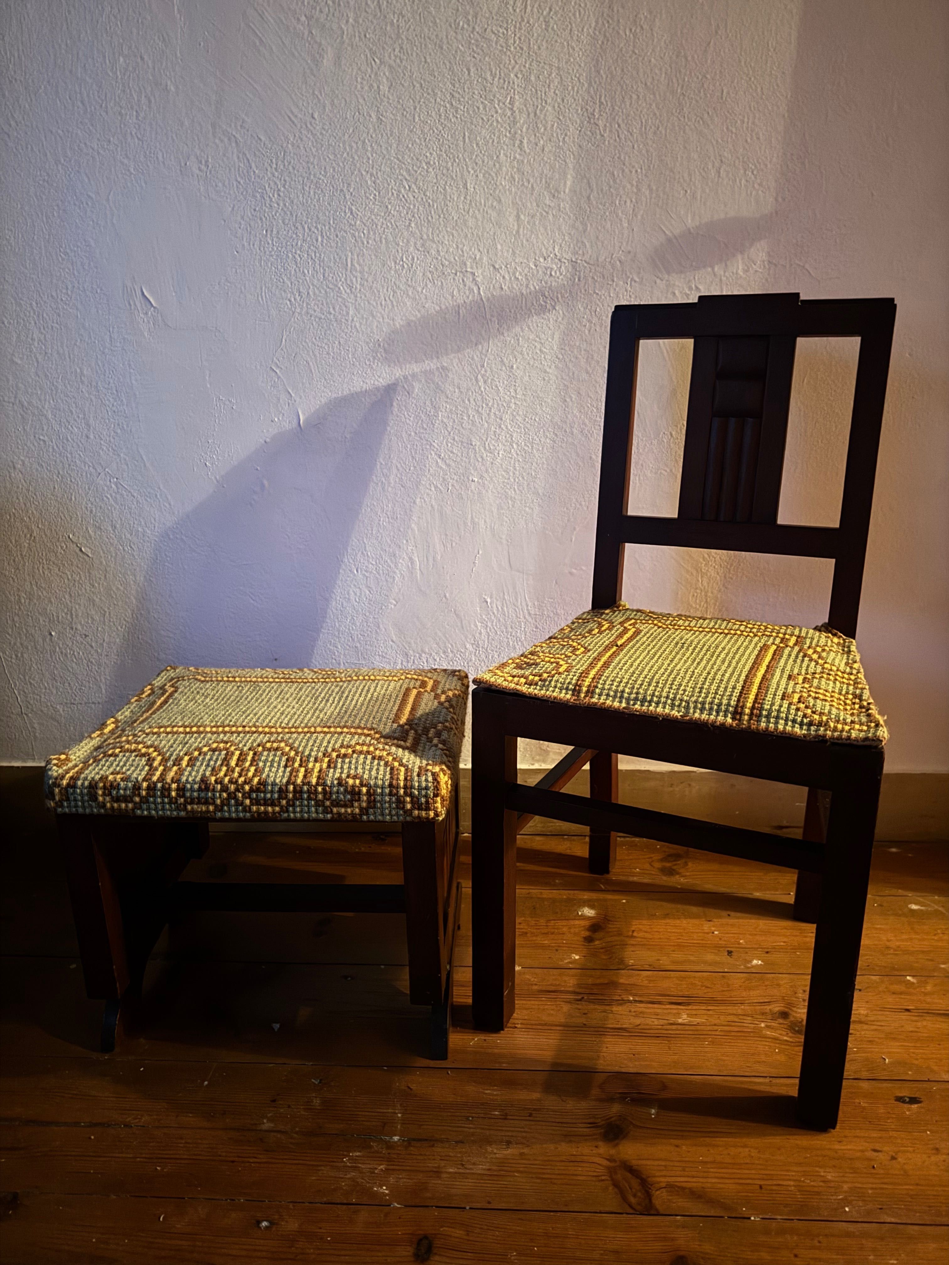 Cadeira e banco vintage