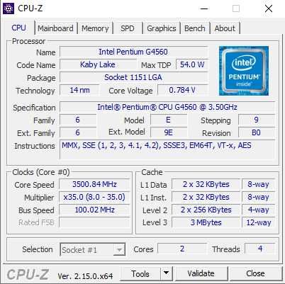 Процессор Intel Pentium G4560