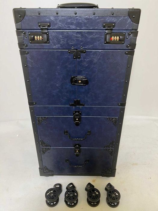 walizka kosmetyczna / fryzjerska na kółkach z zamkami szyfrowymi