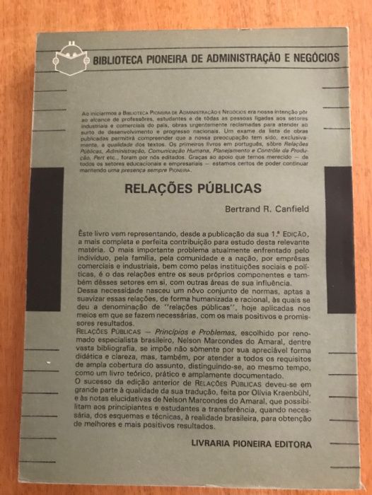 Livro "Relações Publicas" de Bertrand R. Canfield