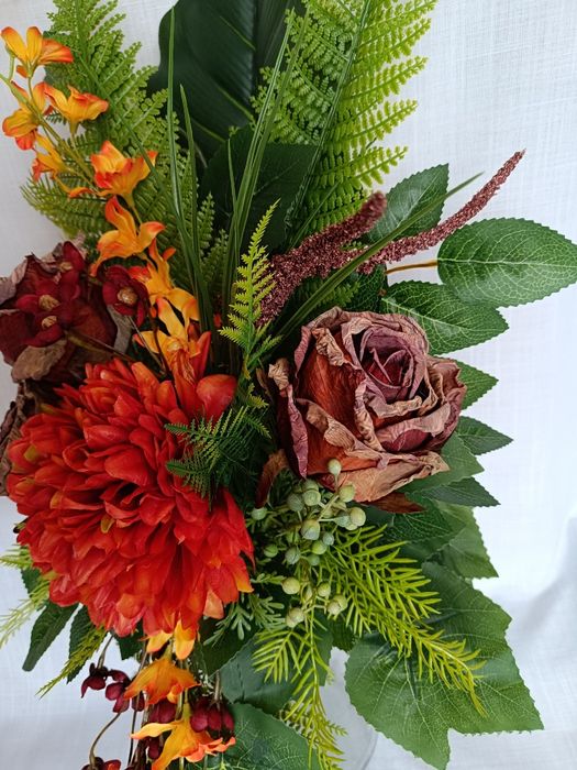 Bukiet do Wazonu Kompozycja Nagrobna Chryzantema pomarańcz model  N25