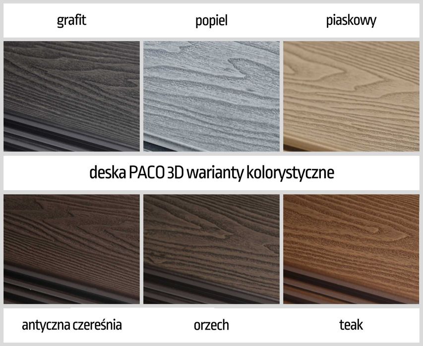 deska tarasowa kompozytowa PACO 3D brąz szary grafit antracyt 5,8m mb