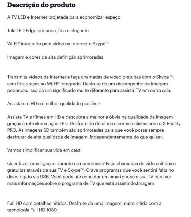 Baixa de preço TV Sony Bravia Branca ideal para quarto -Bom som 24" -U