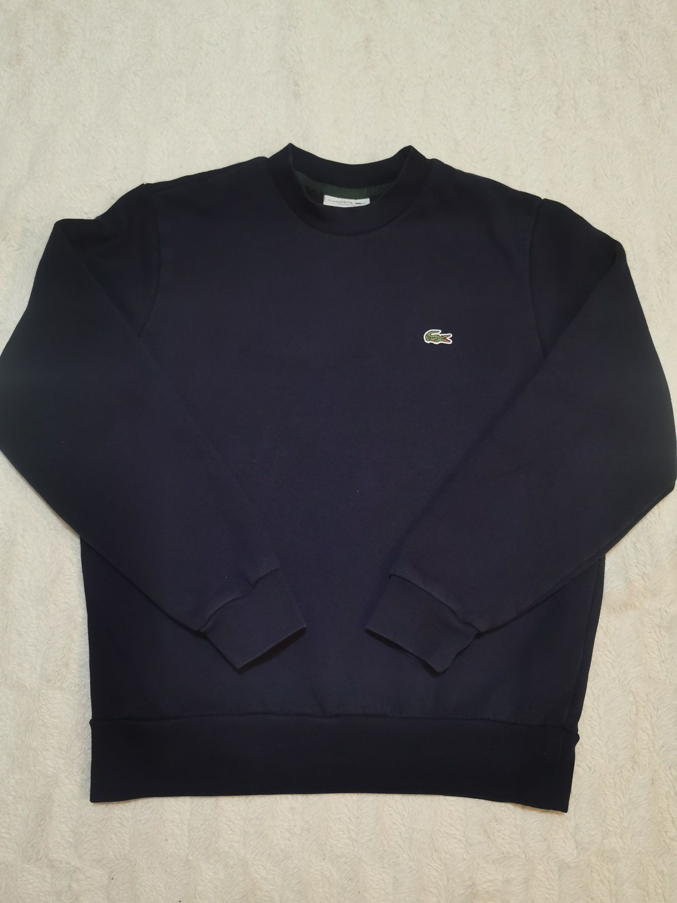 Granatowa męska bluza bez kaptura crewneck Lacoste Classic fit S/M