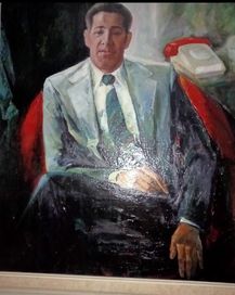 Stary olbrzymi portret gabinetowy Barack Obama prezydent USA Olej.