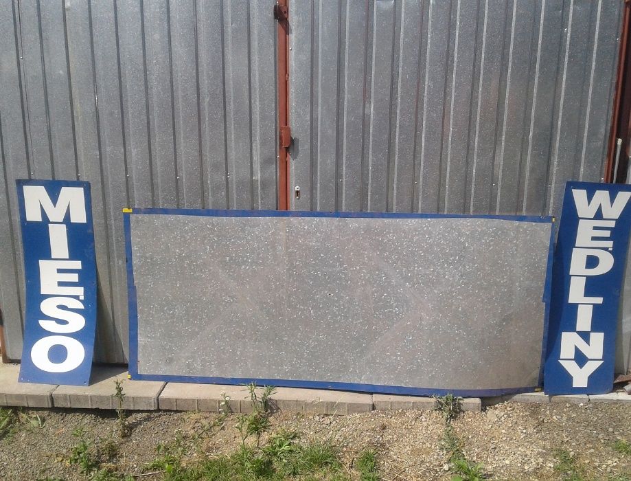 Baner Napis Reklama Mięso Wędliny Blacha Ocynk Delikatesy Sklep Centru