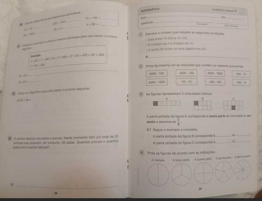 Fichas de Consolidação e preparação prova Final Matematica 3º ano