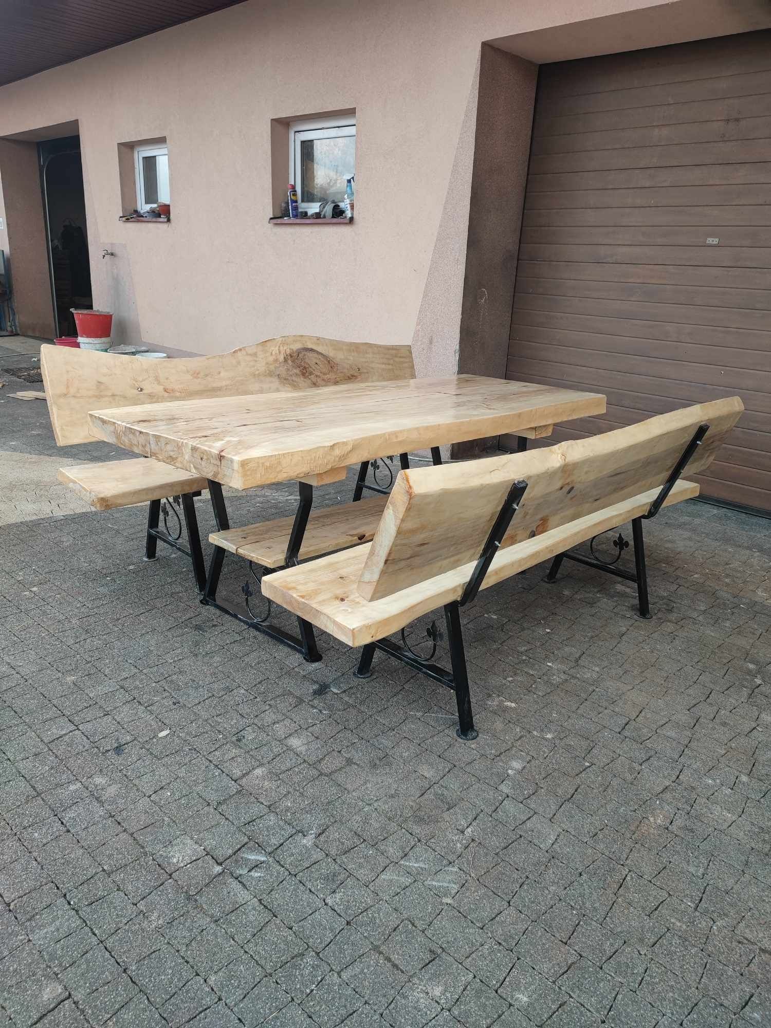 Stół z ławkami ogrodowymi nowe  2m dlugosci