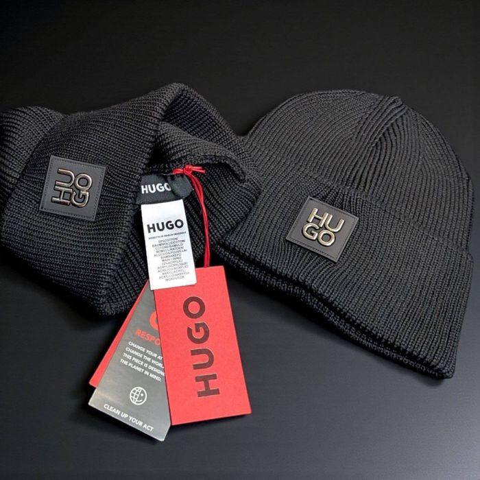 Шапка Hugo Boss чорна чоловіча шапка хюго босс чорна чоловіча