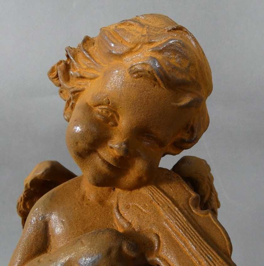 AMOR żeliwo anioł Figura rzeźba skrzypce - ogród