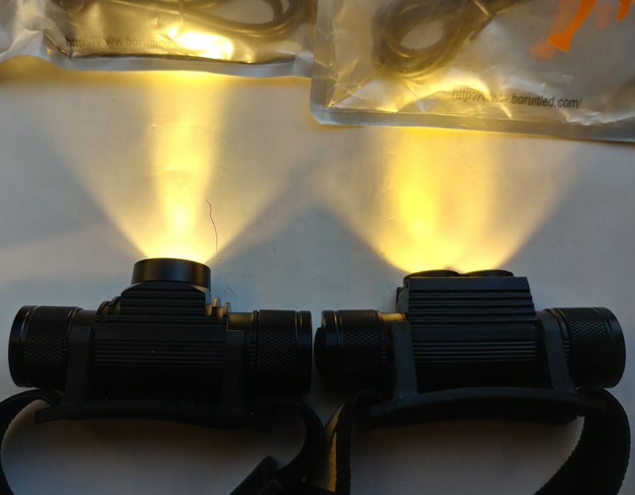 Фонарь налобный Boruit D10/D25.3000K тёплый,жёлтый свет.(под 18650)