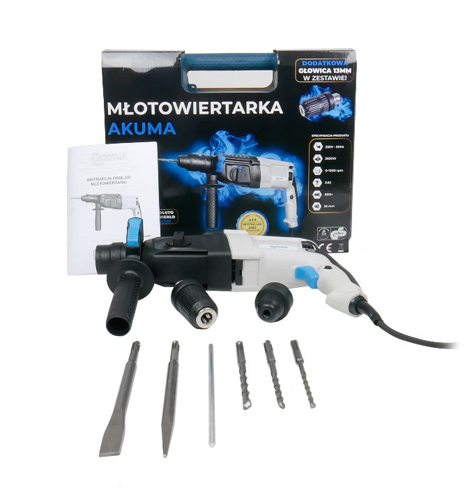 MŁOTOWIERTARKA UDAROWA wiertarka MŁOT udarowy SDS+ 2650W mocna 688