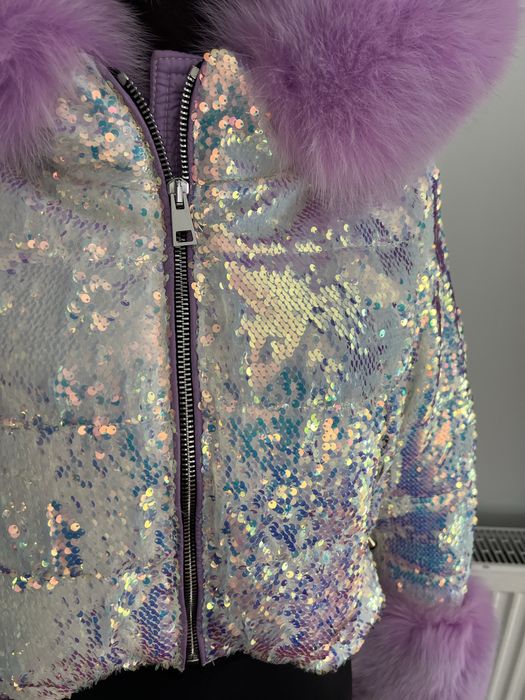 Cekinowa kurtka flo clo liliowy lis