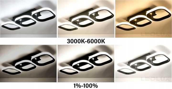 NOWA Lampa Sufitowa Led Czarna Plafon Do Salonu Wisząca Do sypialni