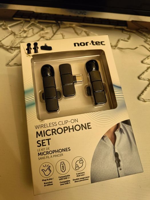 Zestaw dwóch mikrofonów bezprzewodowych nor tec. Usb-c