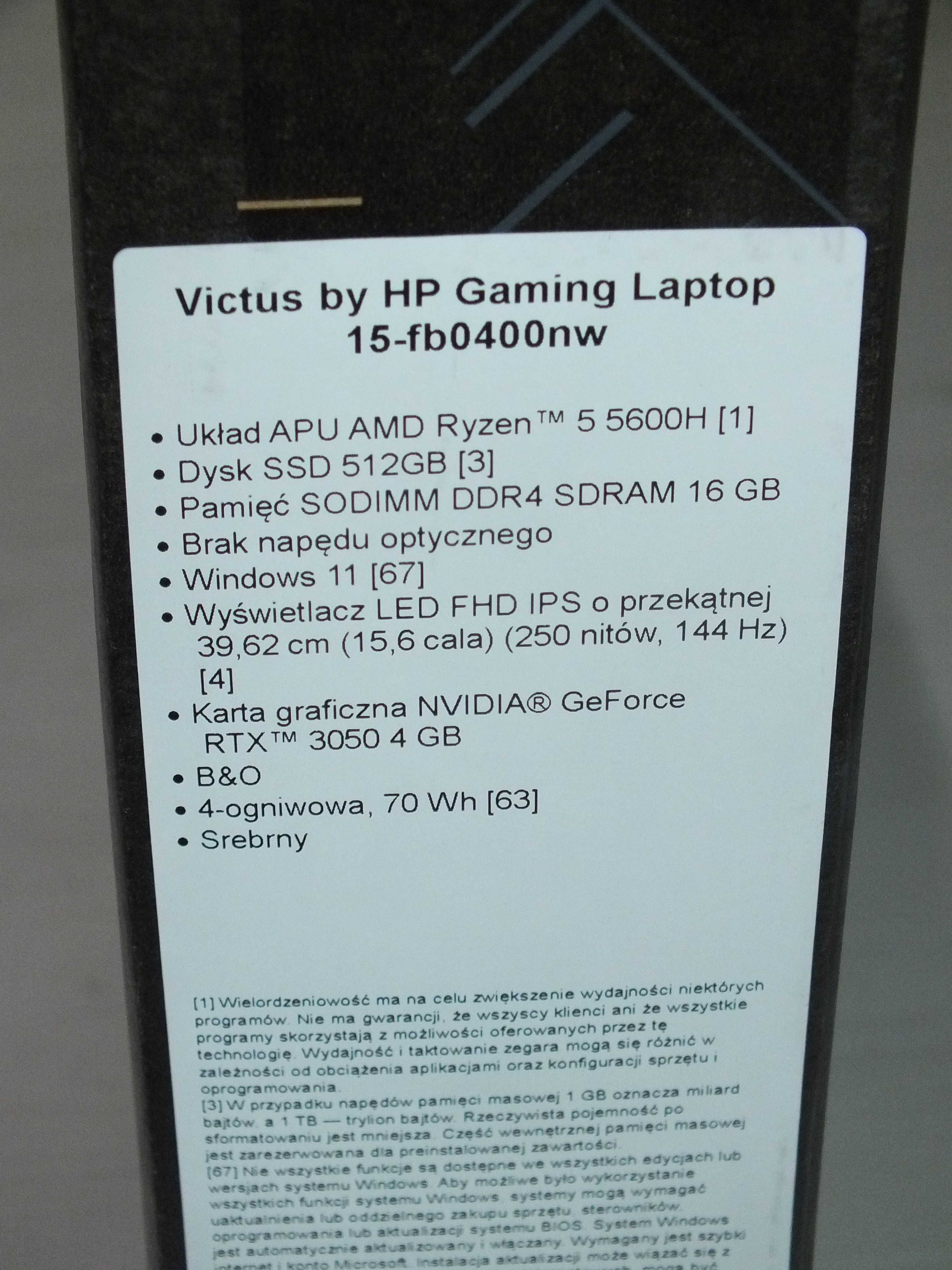**Laptop HP VICTUS 15-FB0400NW-Gwarancja-Stówka Grudziadz**