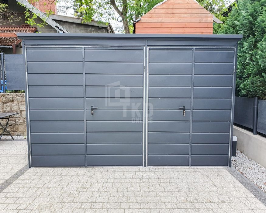 Schowek - Domek Ogrodowy 3,5X2M 2X Brama Dwuskrzydłowa Antracyt Tkd226