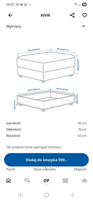 Podnóżek ze schowkiem kivik