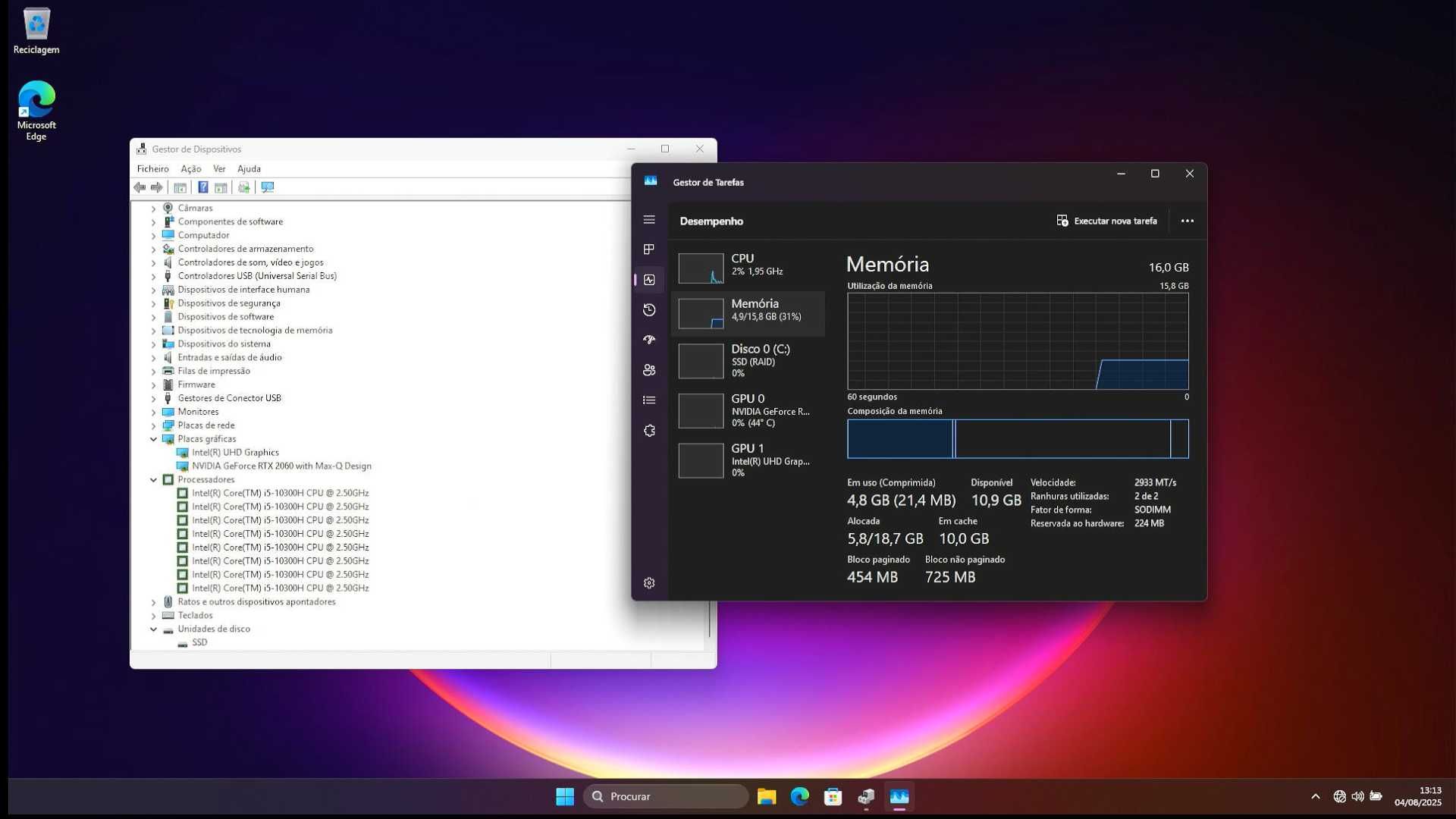 Portátil RTX 2060 + I5-10300h