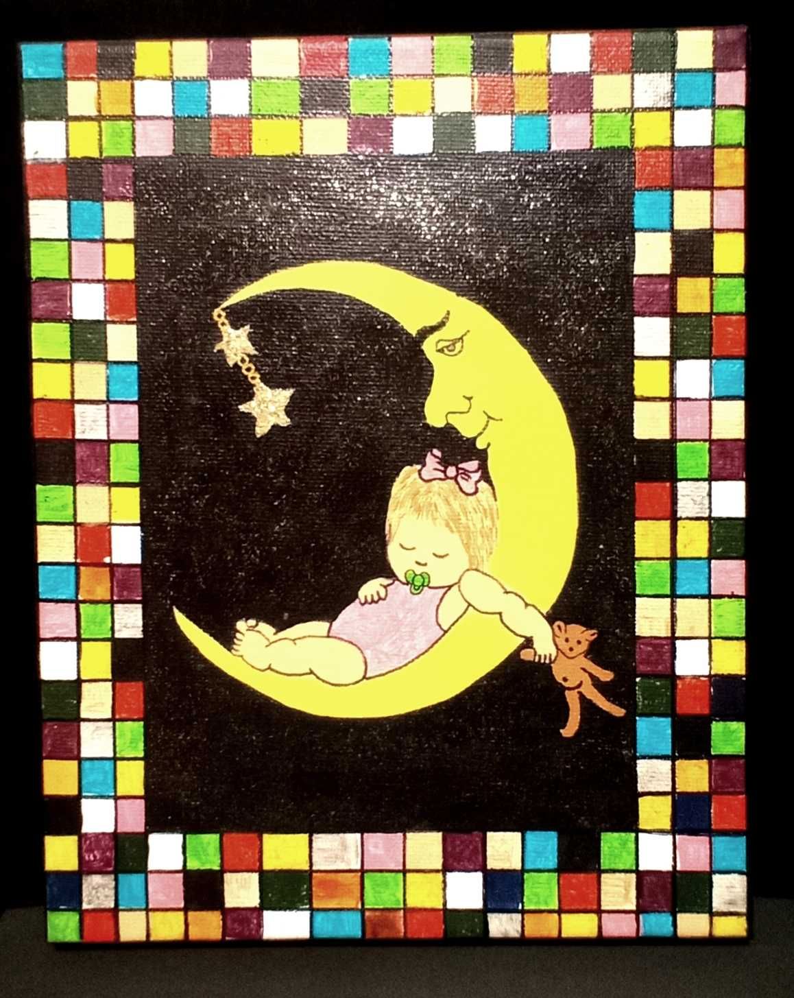 Quadros pintados á mão tintas acrílicas, decorativos para crianças