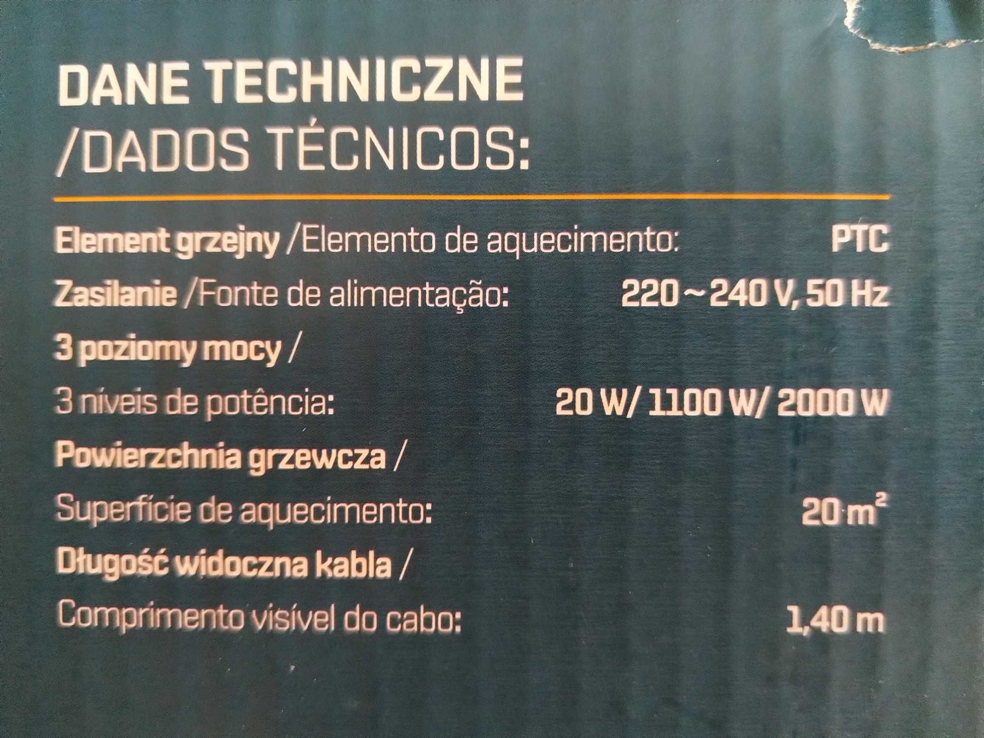 OKAZJA Nagrzewnica elektryczna 2000W PTC termostat regulacja Wysyłam