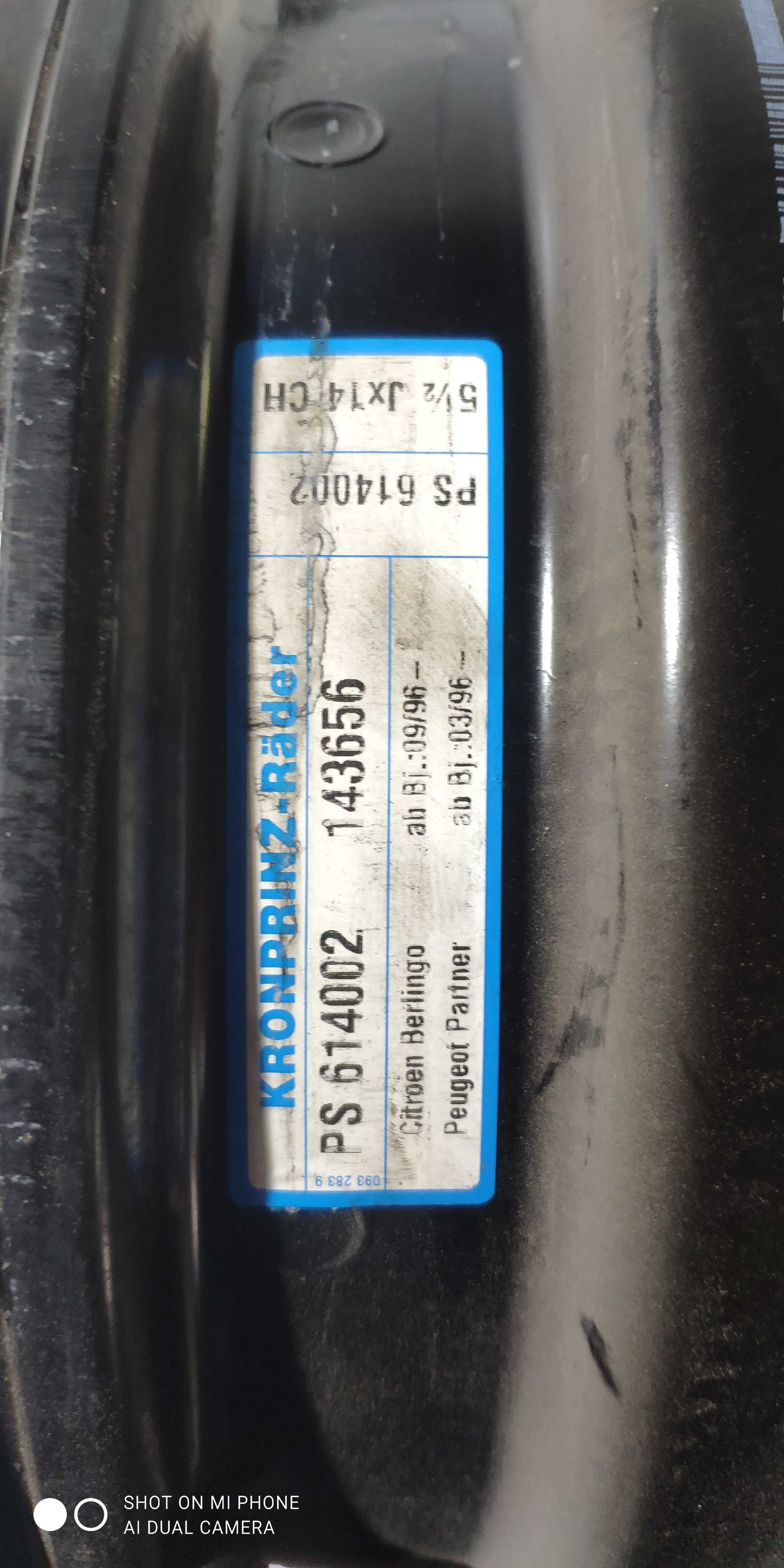 Felgi 4x108 PEUGEOT 5,5Jx14H2 ET24 komplet 4szt 2szt berlingo partner