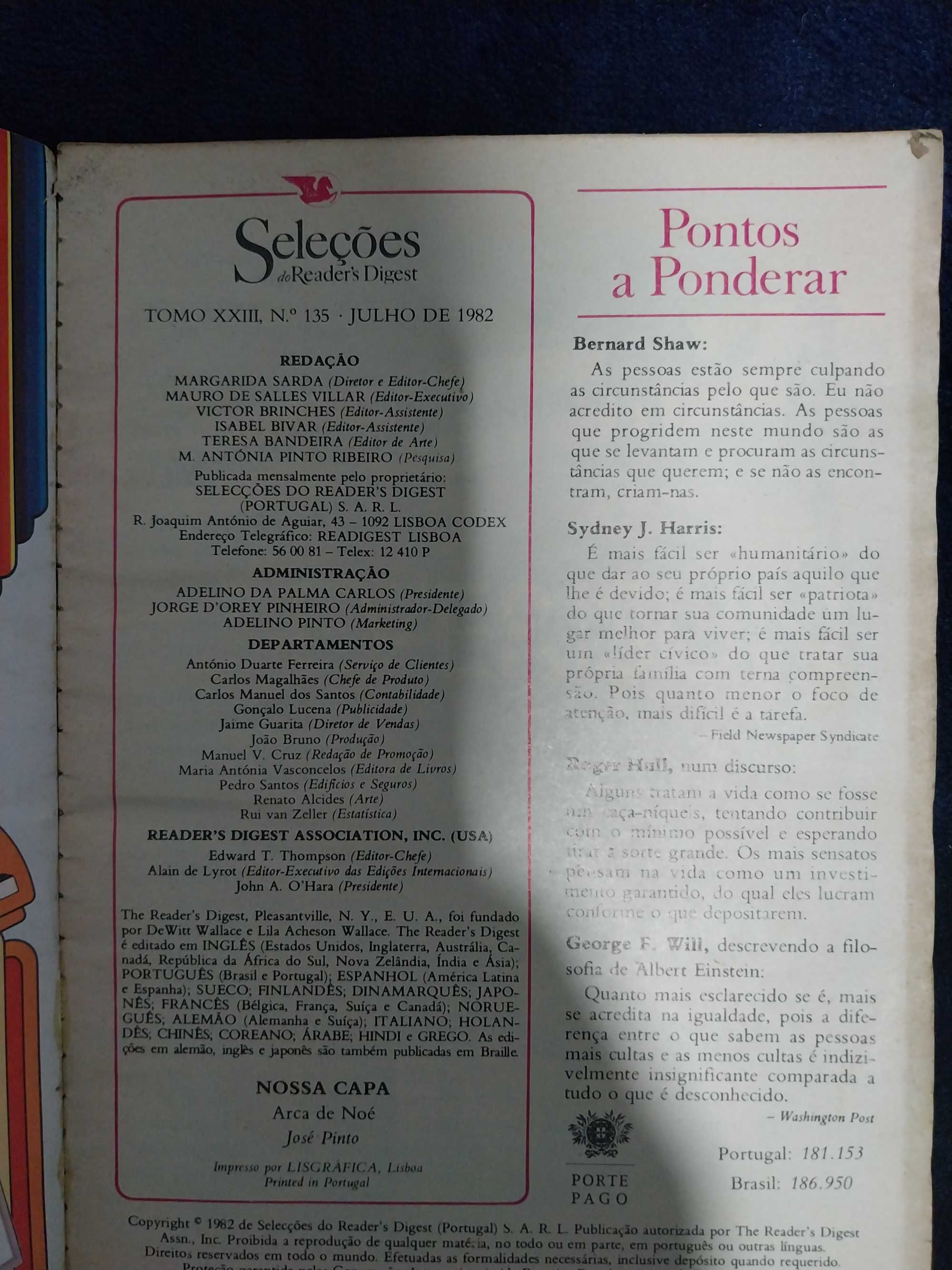 Revista das Selecções do Reader´s Digest Julho de 1982