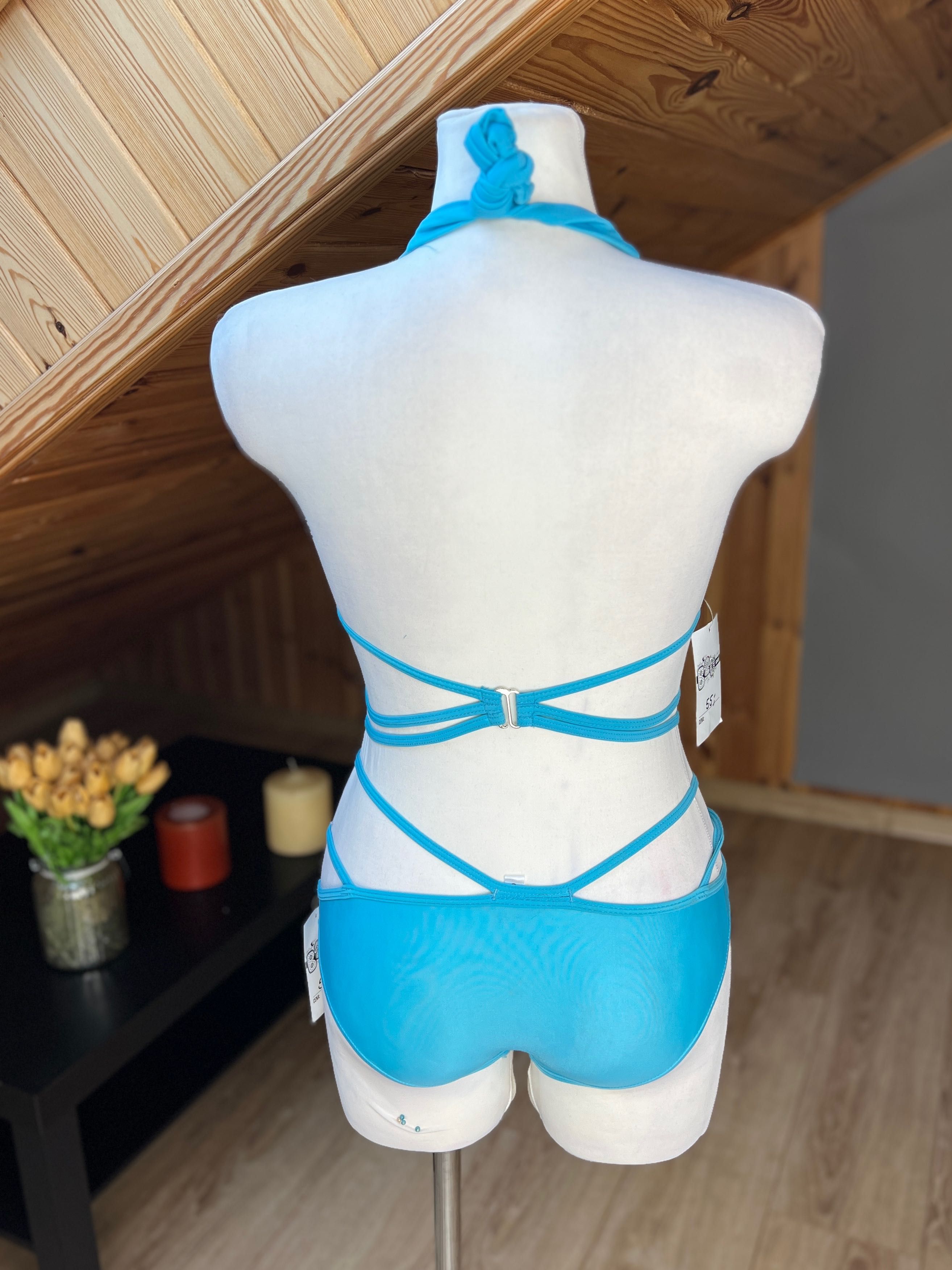 strój kąpielowy bikini kostium dwuczęściowy niebieski błękitny XS