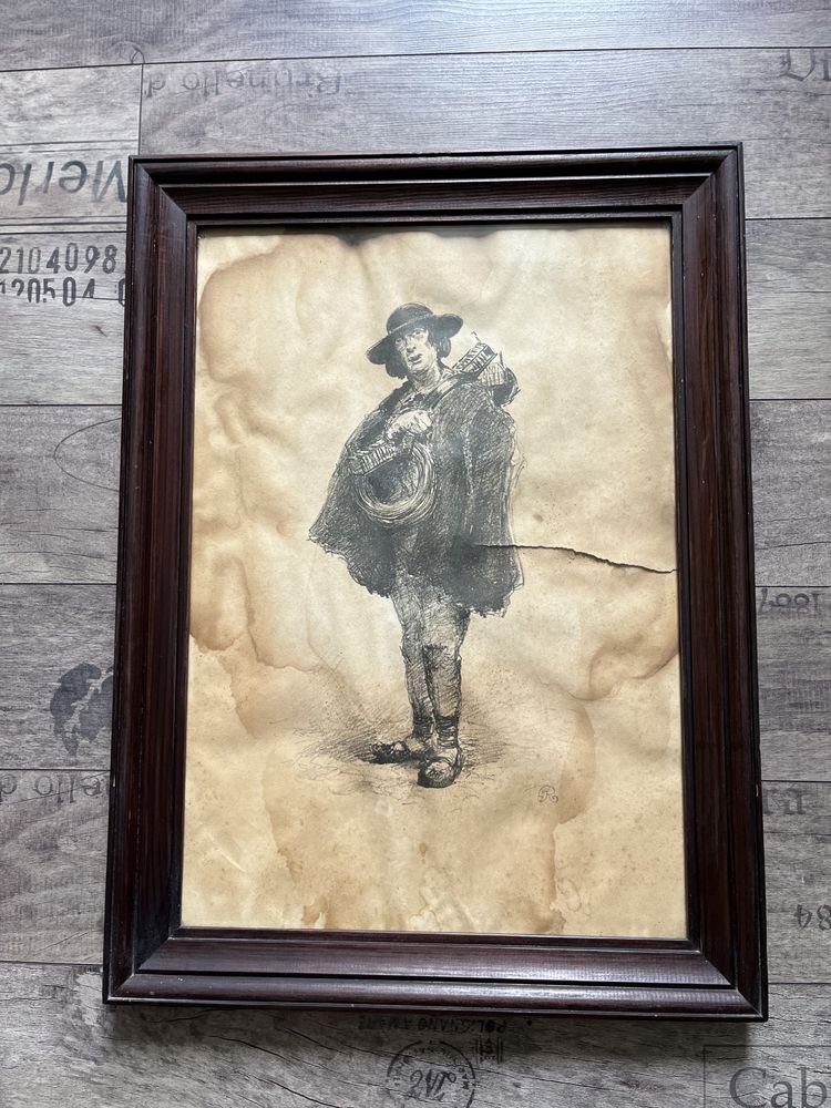 Józef Rapacki Druciarz 1926 litografia obraz w ramie