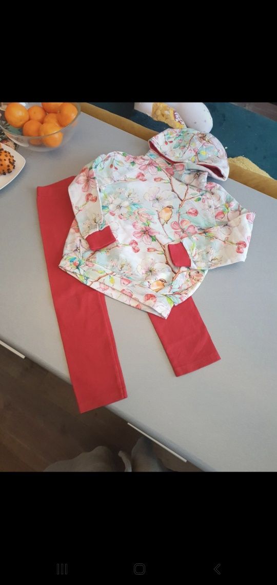 Komplet Dresowy Zestaw Dziewczęcy Handmade Bluza Spodnie Leginnsy
