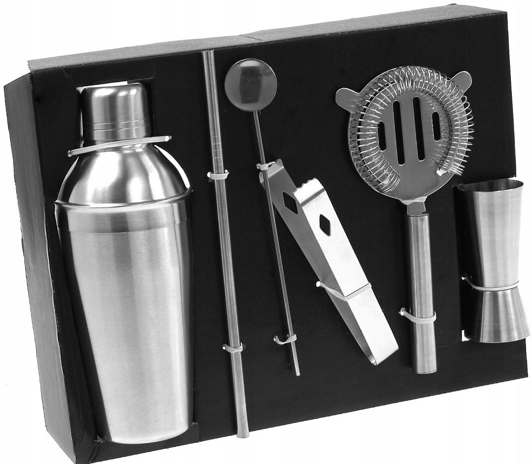 Zestaw Barmański Premium 6w1 – Shaker, Miarka, Sitko i Akcesoria
