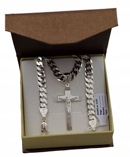 Łańcuszek Srebrny Pancerka + KRZYŻYK / - 50% !!!
