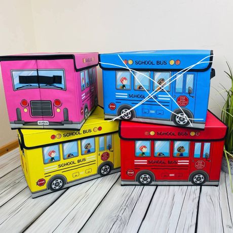 Ящик для игрушек автобус розовый/красный/желтый