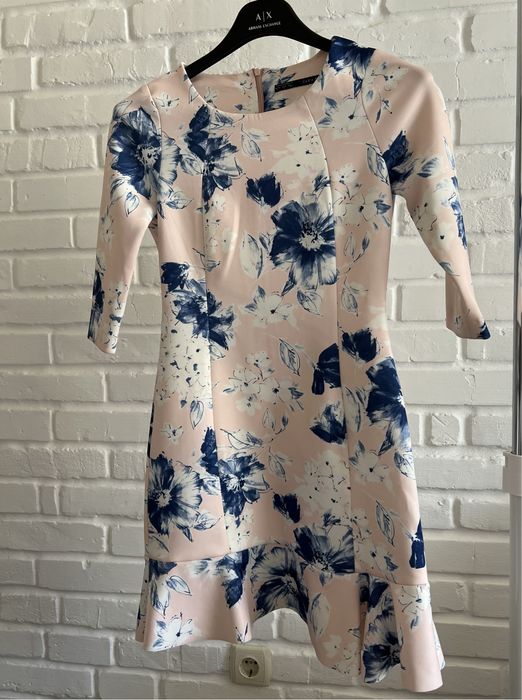 Коротка рожева міні сукня ZARA квітковий принт
