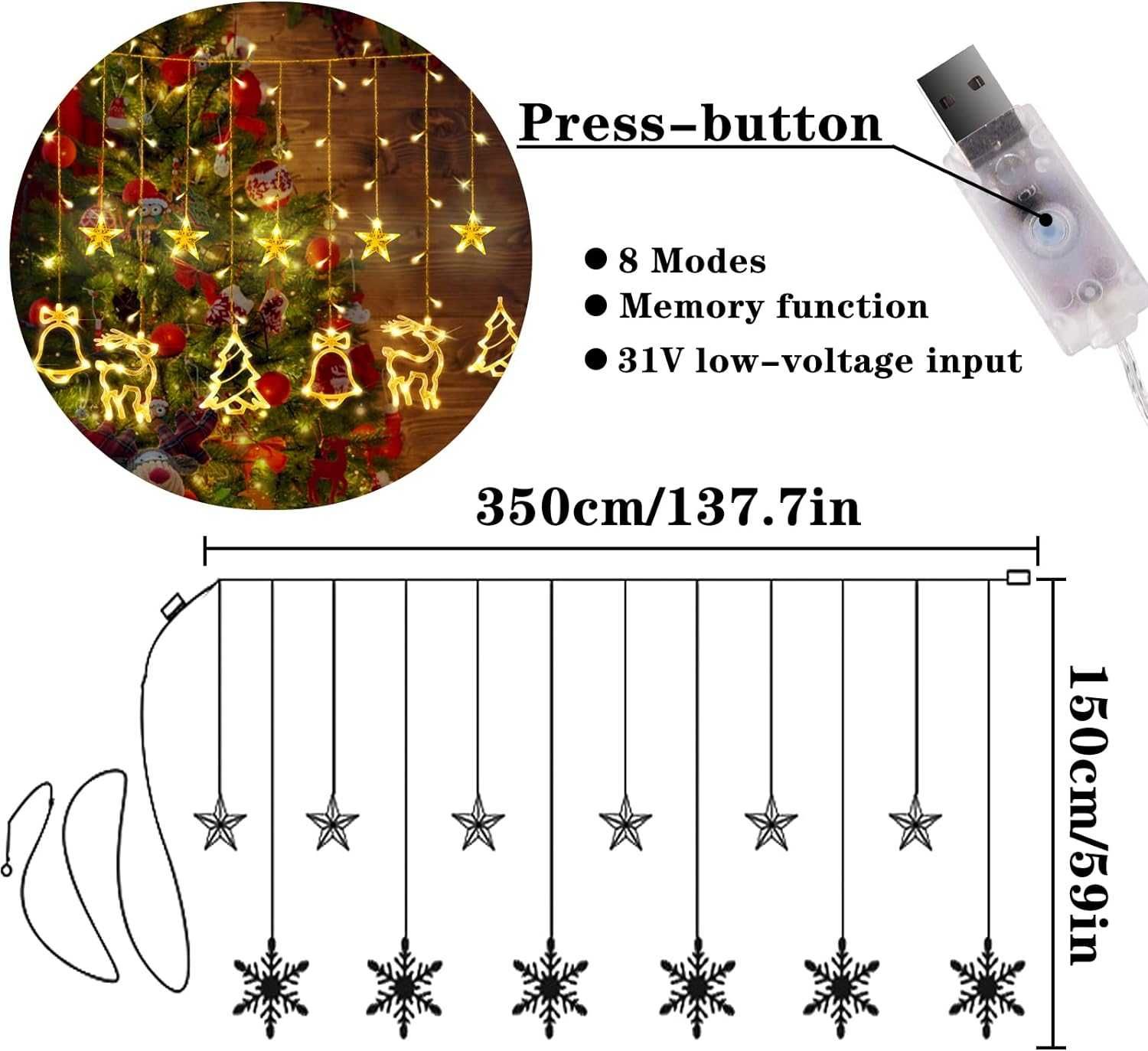 Nowy łańcuch świetlny LED / ozdoby świąteczne / światełka !1092-A!