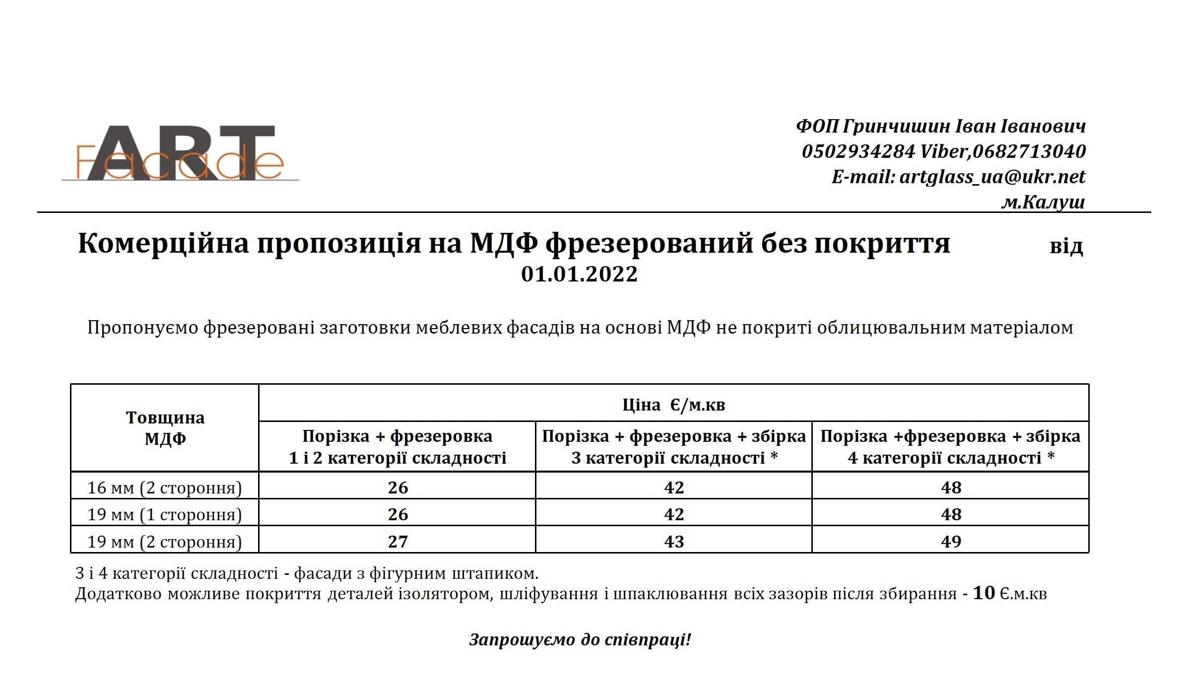 Фасади МДФ без покриття