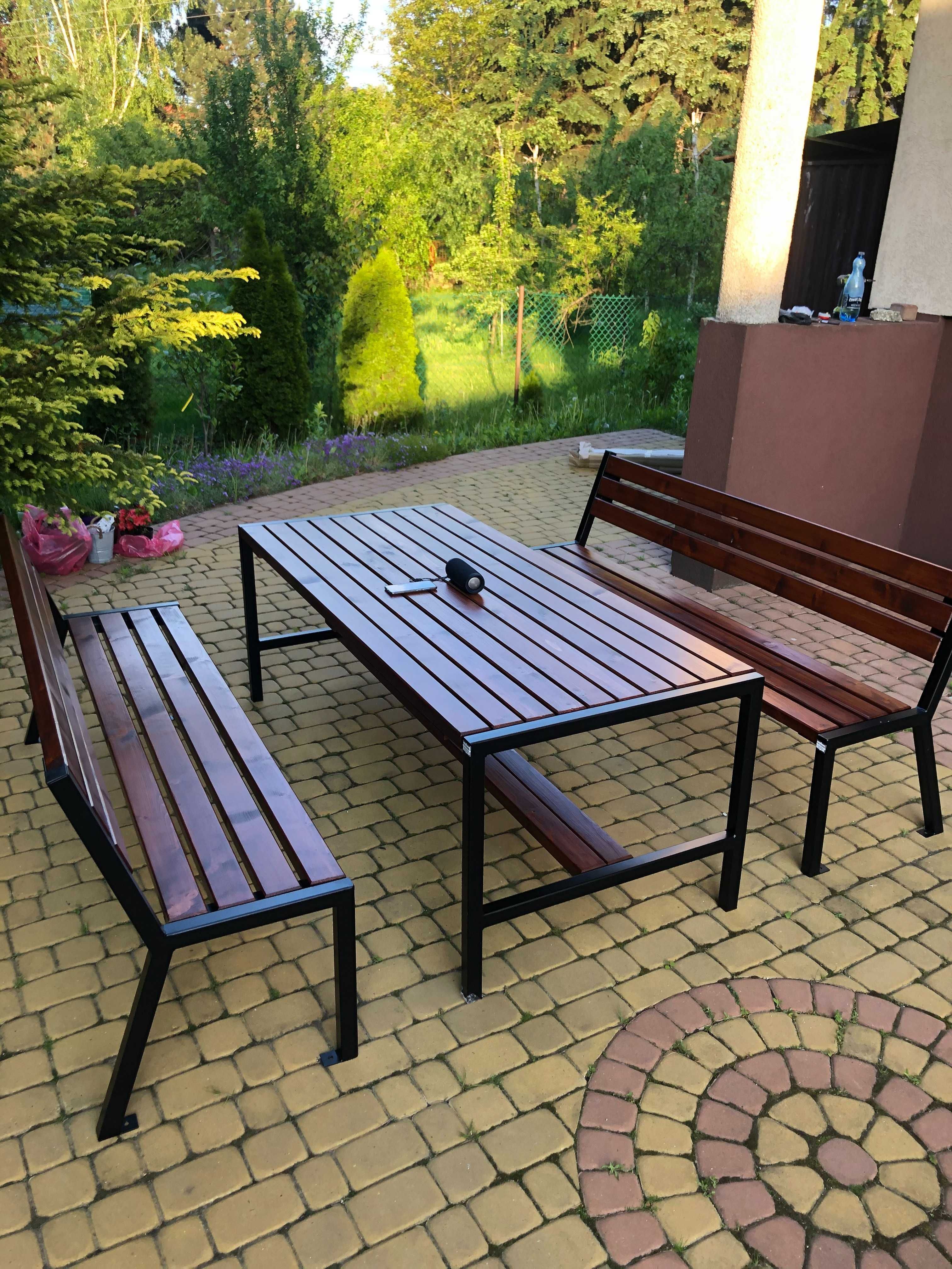 komplety ogrodowe piknikowe tarasowe meble ławka stół zestaw stalowy