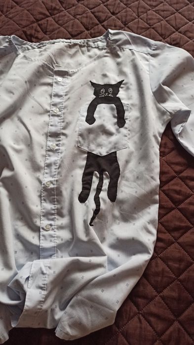 Bluzka błękitna z kotem L 40 koszula