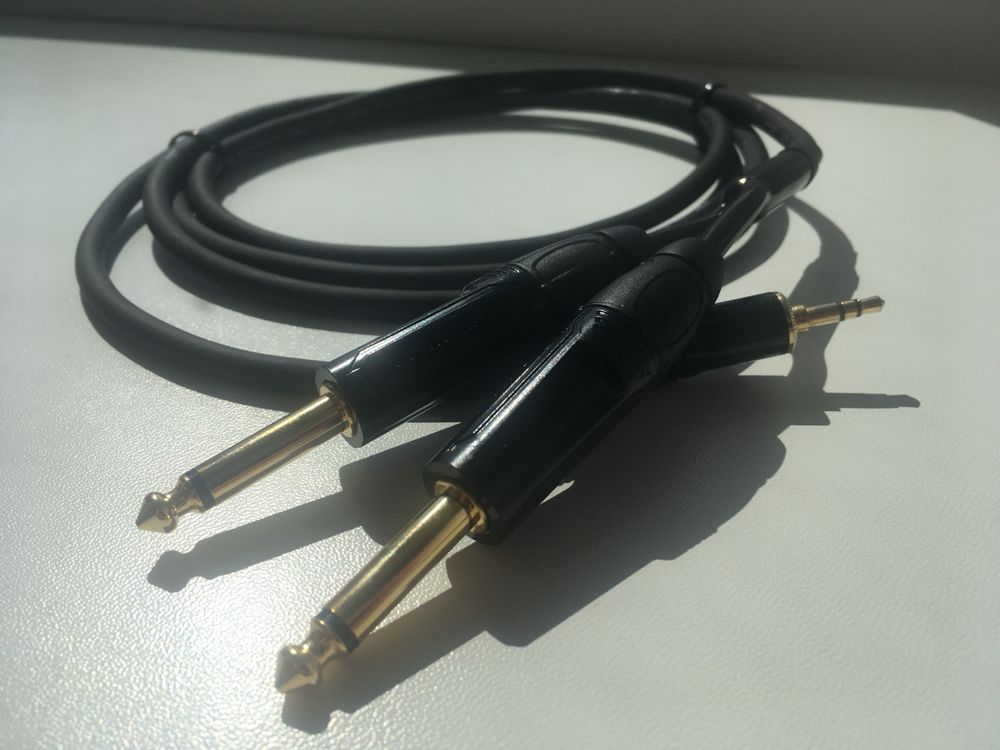 Кабель инсертный 3,5/2RCA,3,5/2Jack(6,3mm)