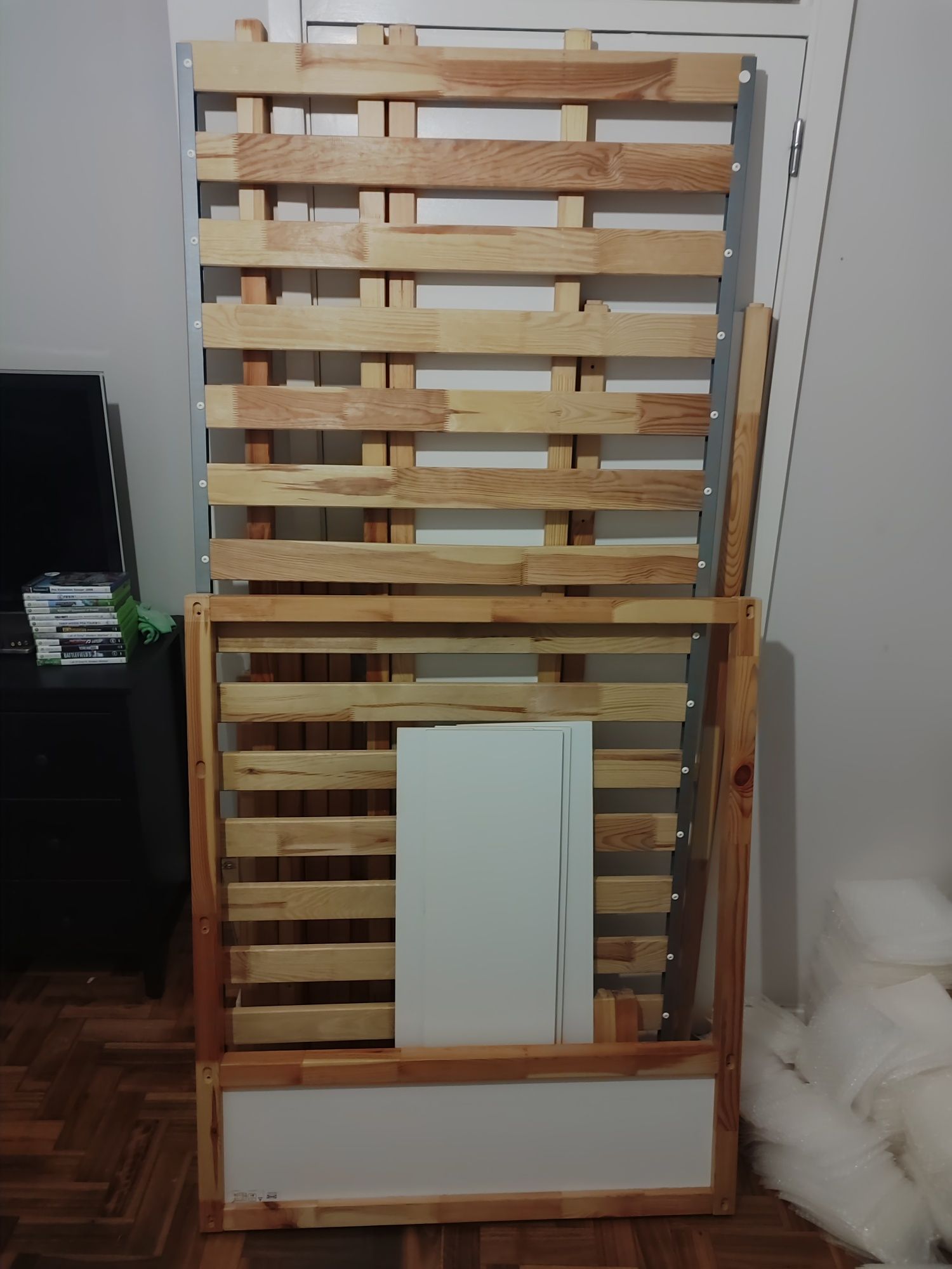 Cama reversível, branco/pinho, 90x200 cm