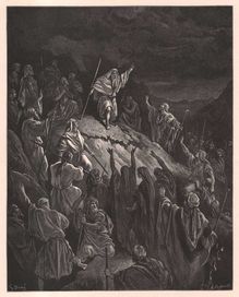 Dore: Mateusz wzywa Żydów do walki. Biblia. Drzeworyt 1886 r. autentyk