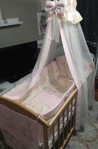 Детский комплект постельного белья для новорождённых с балдахином
