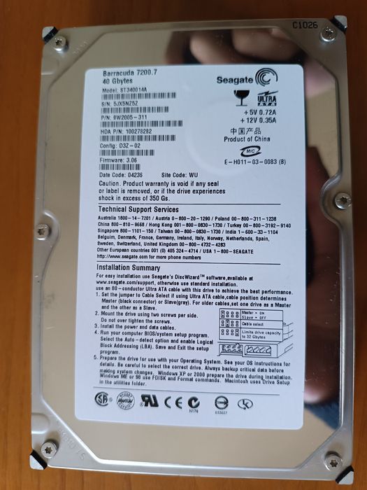 Disco Seagate Bareacuda 40GB ibterface IDE