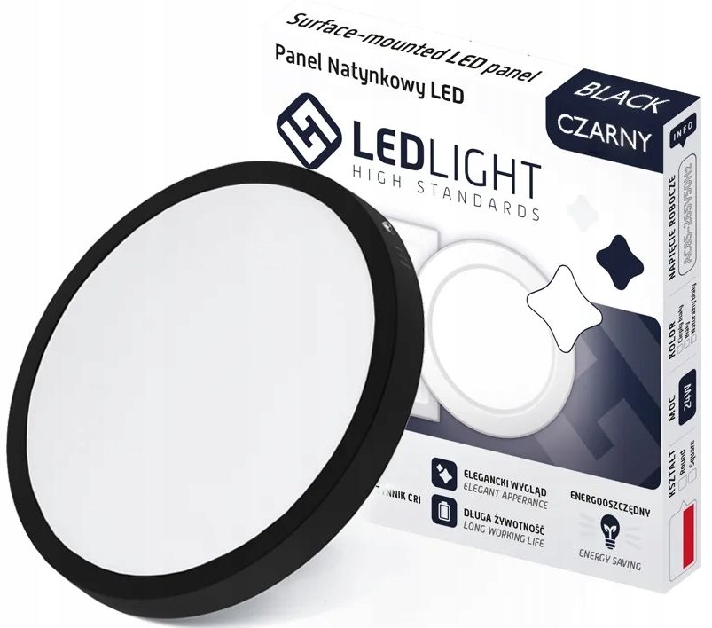Plafon LED 18W neutralna 4000K 21cm czarny lampa sufitowa natynkowy