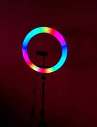 Селфі кільцева кольорова RGB лампа 26см  різнокольорове світло