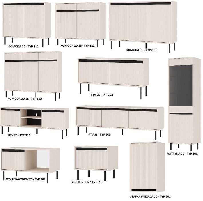Nowoczesny komplet mebli do salonu Kaja 2 meblościanka DARMOWA DOSTAWA
