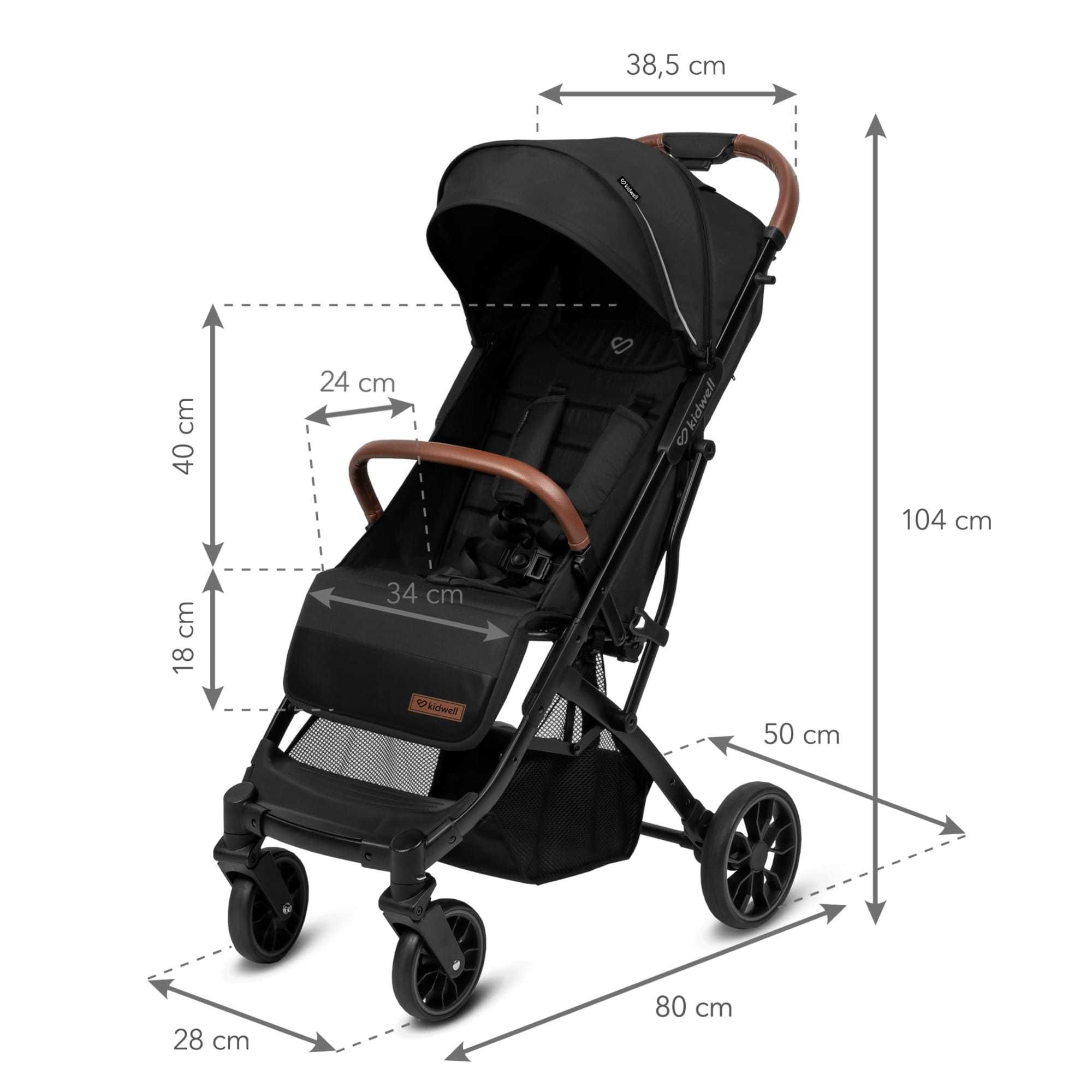 Wózek spacerowy kompaktowy do 22kg COLMER JET black KIDWELL