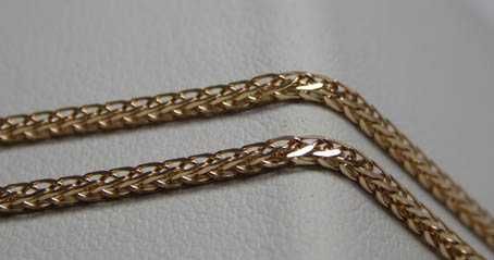 Złoty łańcuszek lisi ogon 45 cm. 1,1 mm.